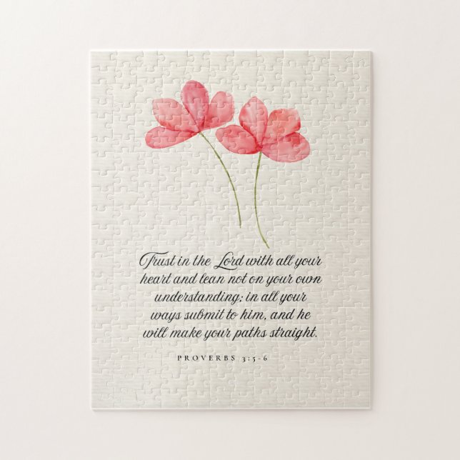 Ordspråksbok 3:5–6 Tro på Herren Rosa blommor Pussel (Vertikal)