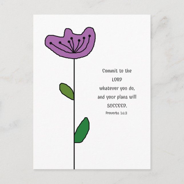 Ordspråksboken 16:3 Skriftlig vykort (Framsida)