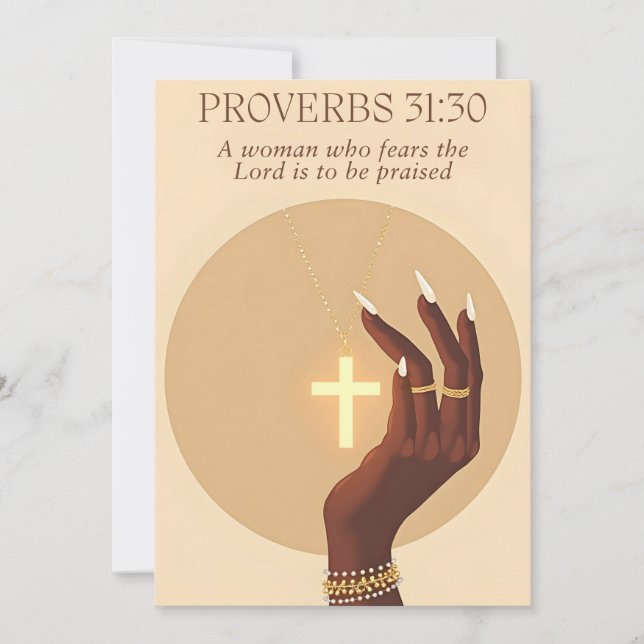 Ordspråksboken 31:30 Faith & Grace Inspirerande Ko Julkort (Framsida)
