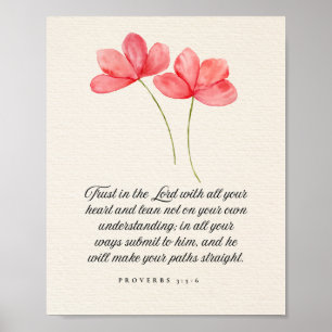 Ordspråksboken 3:5–6 Tro på Herren Rosa blommor Poster