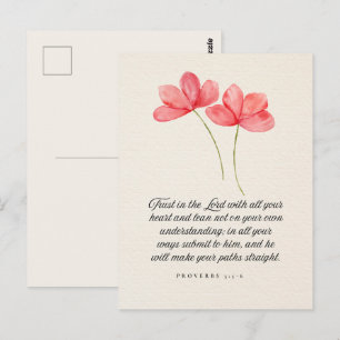 Ordspråksboken 3:5–6 Tro på Herren Rosa blommor Vykort