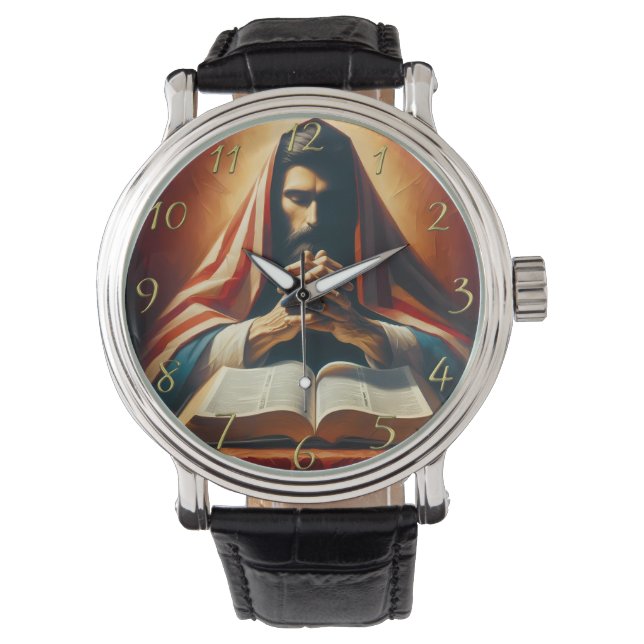 Ordspråksboken 3:5 helig bibel med händer  armbandsur (Framsida)