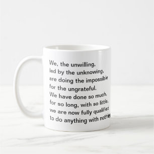 Ordstäv: Vi det ovilligt, ledde vid det unknowing. Kaffemugg