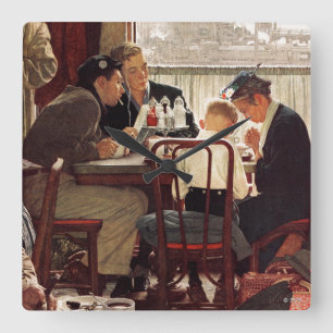 Ordstävnåd av Norman Rockwell Fyrkantig Klocka