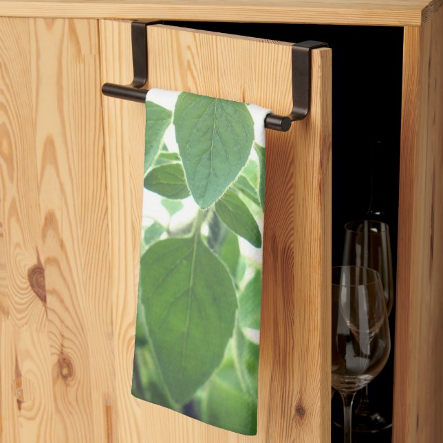 Oregano Herb Grönt and White Kitchen Towel Kökshandduk (Thirds Fold)