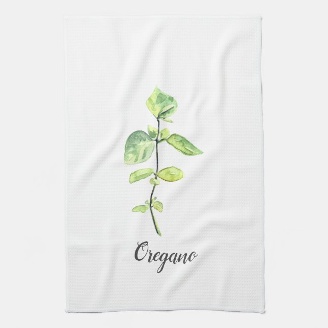 Oregano Herb Watercolor Illustration Kökshandduk (Vertikal)