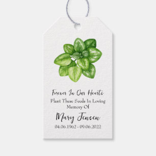 Oregano Seed Packet Memorial Funeral Presentetikett