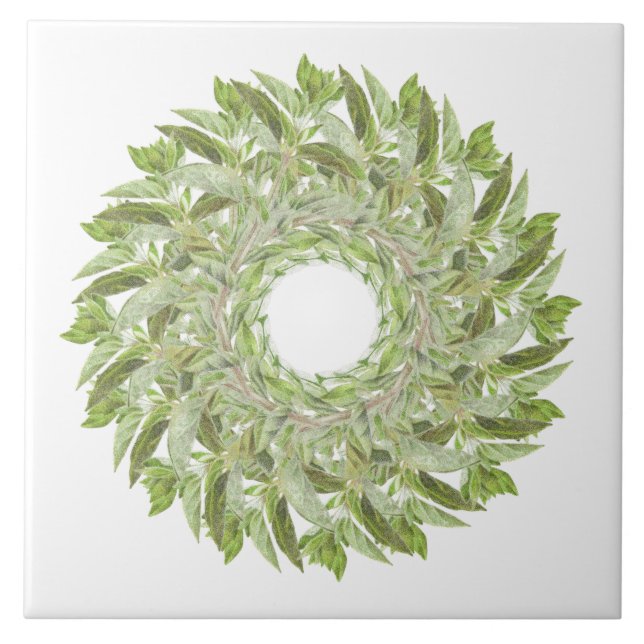 OREGANO WREATH 6-tums keramiskt plattor Kakelplatta (Framsidan)
