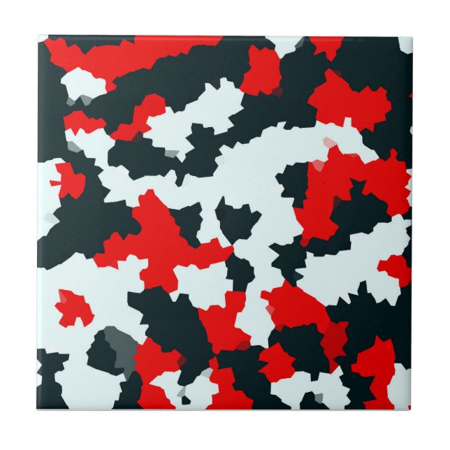 Oregelbunden Abstrakt av krystalin Mosaic Red Camo Kakelplatta (Framsidan)
