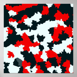 Oregelbunden Abstrakt av krystalin Mosaic Red Camo Poster