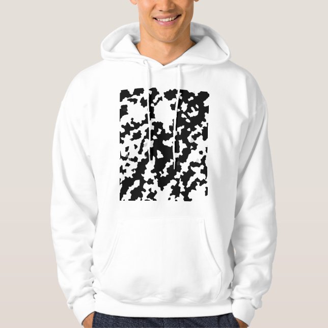 Oregelbunden Abstrakt Mosaic Black and White Camo Hoodie (Framsida)