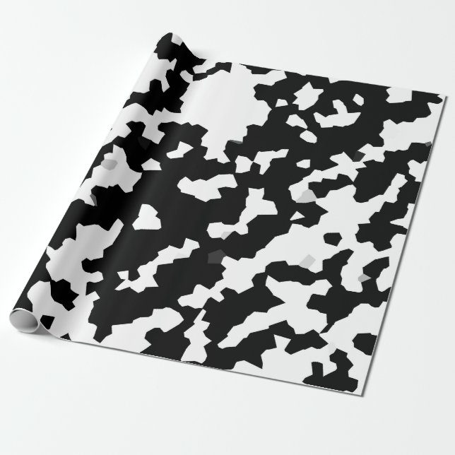 Oregelbunden Abstrakt Mosaic Black and White Camo Presentpapper (Utrullad)