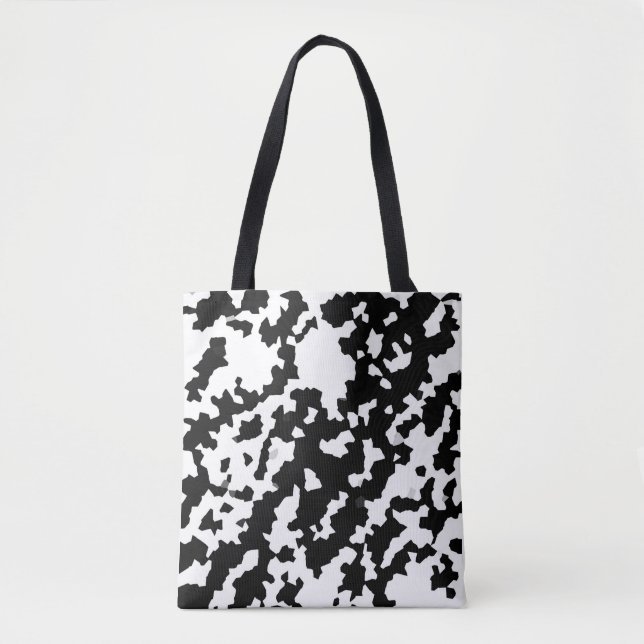 Oregelbunden Abstrakt Mosaic Black and White Camo Tygkasse (Framsida)