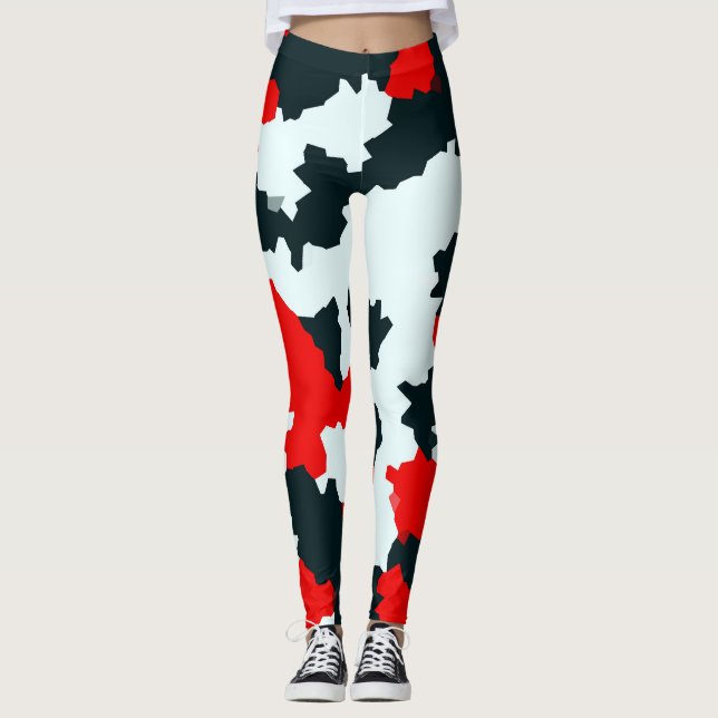 Oregelbunden geometrisk Abstrakt Mosaic Camouflage Leggings (Framsida)