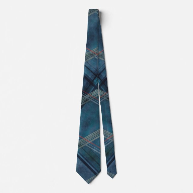 Oregelbunden Hipster Blue Checker Neck Tie Slips (Framsida)