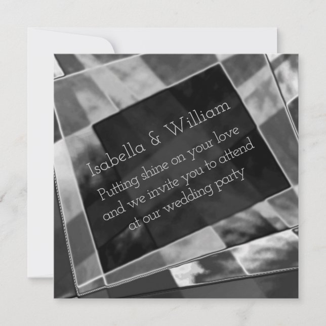 Oregelbunden rektangel med böjd färg, svart och gr inbjudningar (Framsida)