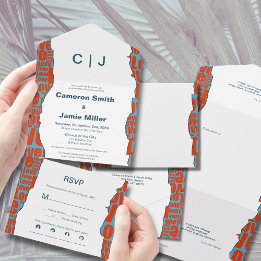 Oregelbunden typografi av röd blå Bröllop Gräns