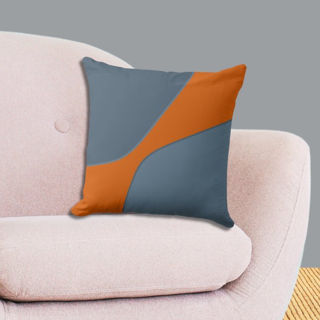 Oregelbundna Orange och Blå Kvartsformer   Kudde (Irregular Orange and Blue Quarter Shapes Throw Pillow, Livingroom)
