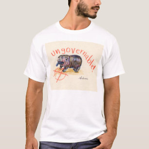 Oregerbar anarkistisk Hippo. Moo Deng inspirerad T Shirt