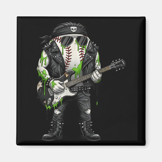 Oreglad myndighetsrockerbaseboll Es-skräck Magnet (Framsidan)
