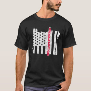 Oregon American Flagga State Karta Pride Patriotic T Shirt