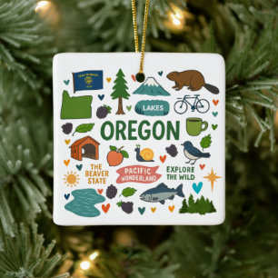 Oregon Anpassad Familjeresa Jul Julgransprydnad Keramik