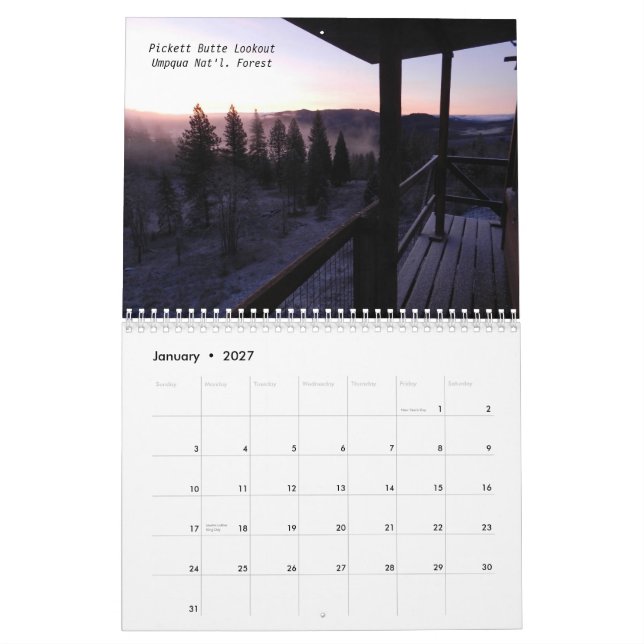 Oregon avfyrar utkik kalender (Jan 2027)