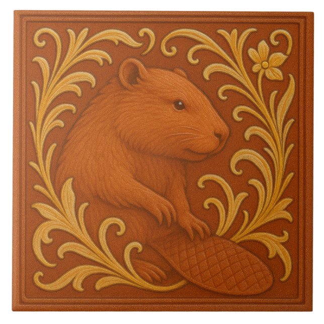 Oregon Beaver - keramiskt plattor Kakelplatta (Framsidan)