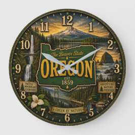 Oregon Beaver State Mountain Coastal Stor Klocka
