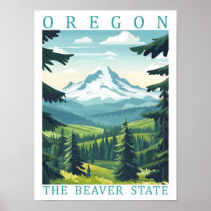 Oregon Beaver-staten USA Travel Ställe Poster