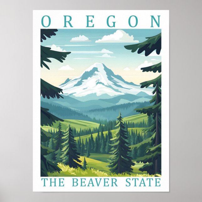 Oregon Beaver-staten USA Travel Ställe Poster (Framsidan)