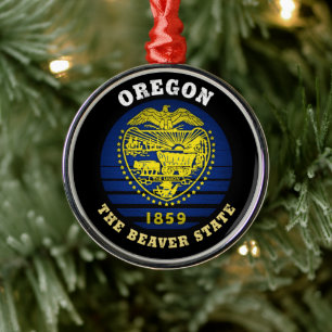 OREGON BEAVER STATLIG FLAGGA JULGRANSPRYDNAD METALL