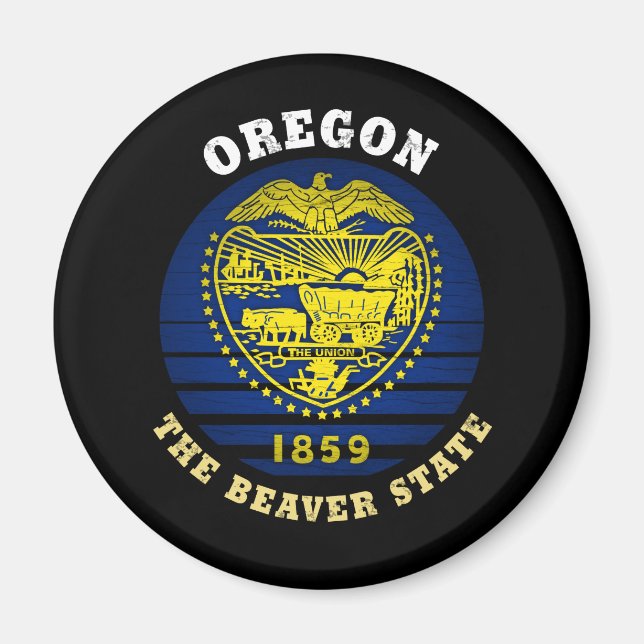 OREGON BEAVER STATLIG FLAGGA MAGNET (Framsidan)