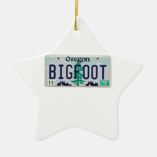 Oregon Bigfoot registreringsskylt Julgransprydnad Keramik