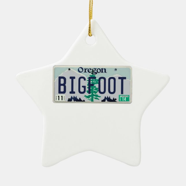 Oregon Bigfoot registreringsskylt Julgransprydnad Keramik (Framsidan)