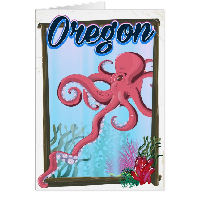 Oregon bläckfisk resaffisch. hälsningskort (Framsidan)