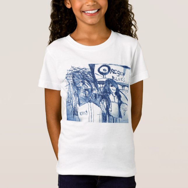 OREGON BLUES MED SKRÄCK TEE SHIRT (Framsida)