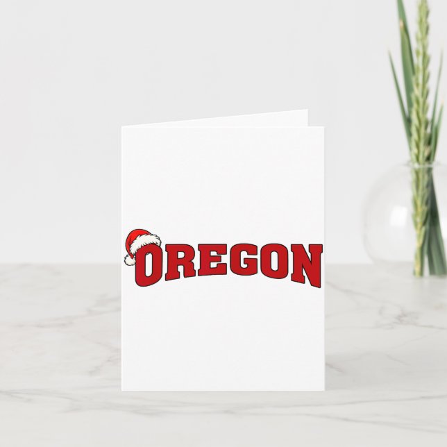 Oregon Christmas Santa Hat Retro Throwback Souveni Kort (Framsida)