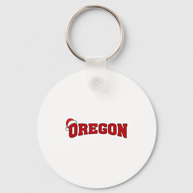 Oregon Christmas Santa Hat Retro Throwback Souveni Nyckelring (Framsida)