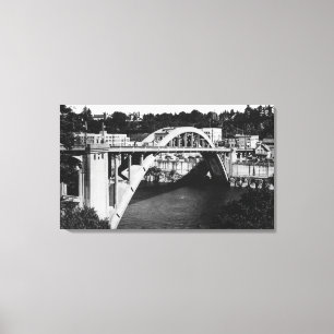 Oregon City, ELLER Highway Bridge över Willamette Canvastryck