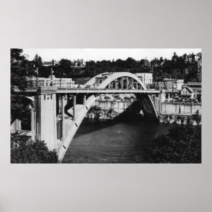 Oregon City, ELLER Highway Bridge över Willamette Poster