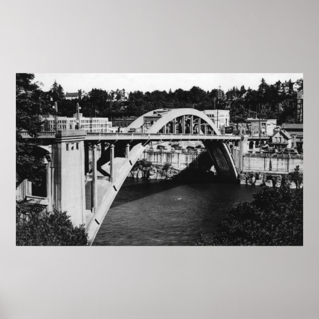 Oregon City, ELLER Highway Bridge över Willamette Poster (Framsidan)