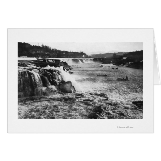 Oregon City, OR Salmon Fishing on Willamette Hälsningskort (Framsidan Horizontal)