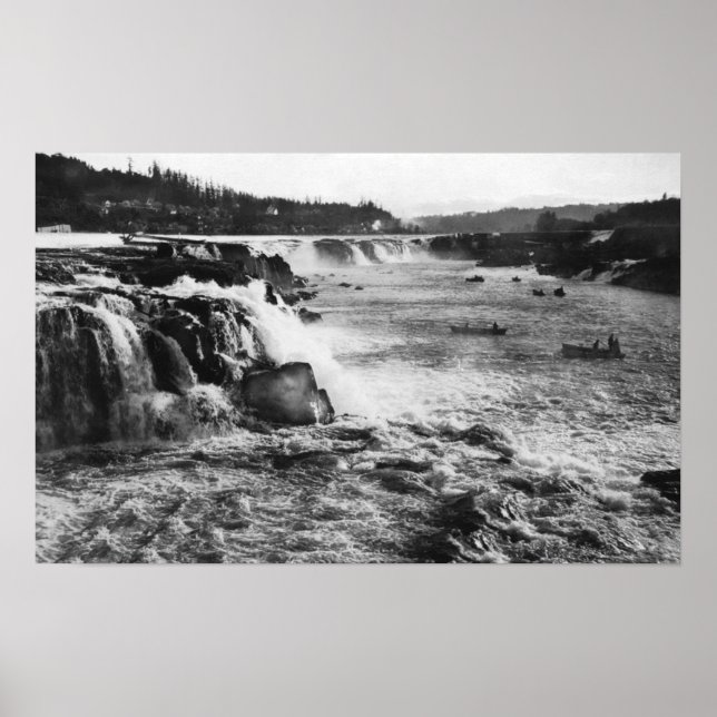 Oregon City, OR Salmon Fishing on Willamette Poster (Framsidan)