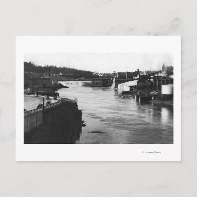 Oregon City, OR Willamette Falls och Pappra Mills Vykort (Framsida)
