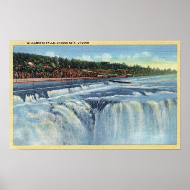 Oregon City, ORWillamette Falls ViewCity, ELLER Poster (Framsidan)