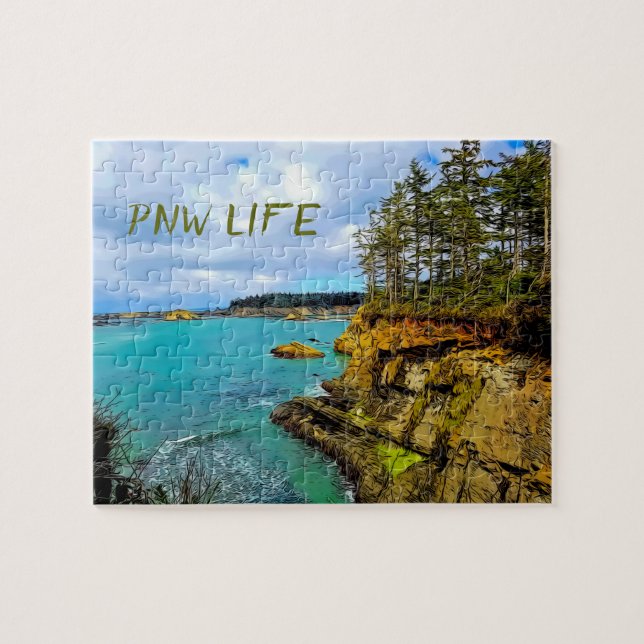 Oregon Coast Personalized Pacific Northwest Pussel (Horisontell)