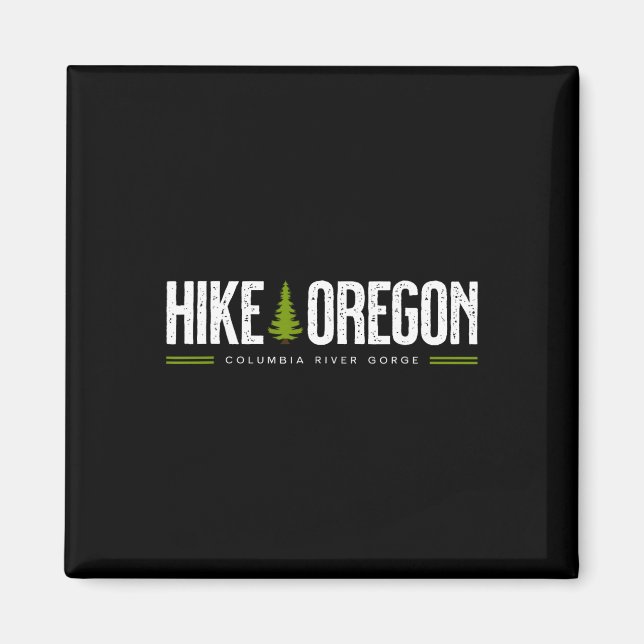 Oregon Columbia River Gorge Hike Träd Retro Graphi Magnet (Framsidan)