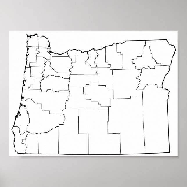 Oregon County Blank Outline Karta Poster (Framsidan)
