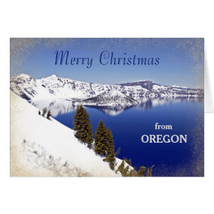 Oregon Crater Sjö julkort Guld Glitter Hälsningskort